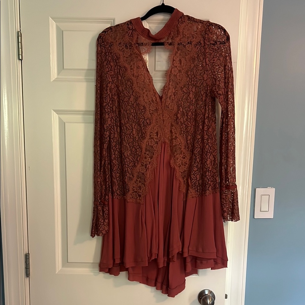 Free People BoHo- Lace Overlay Dress in Mauve